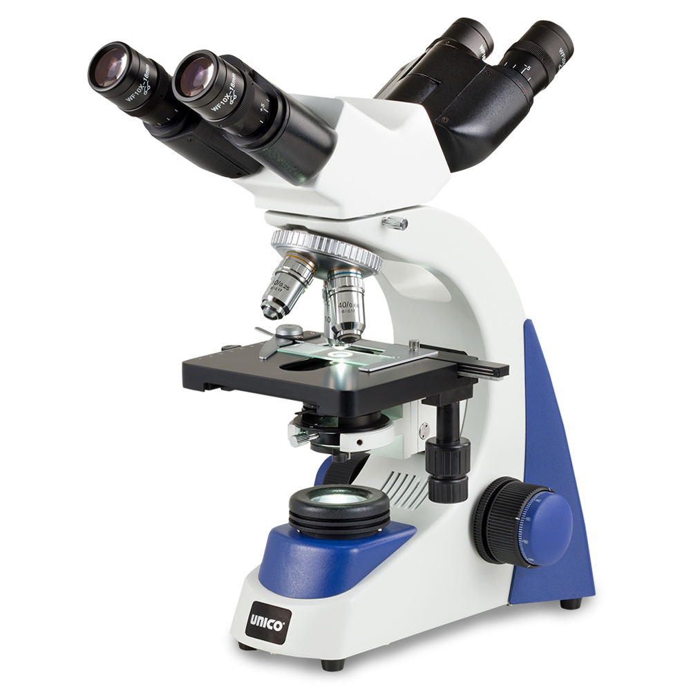 Unico Dual Binocular WF10X/18 High-Eyepoint Eyepiece 4X/10X/40X/100X(oil) Infinity Achromatic Objective Microscope
