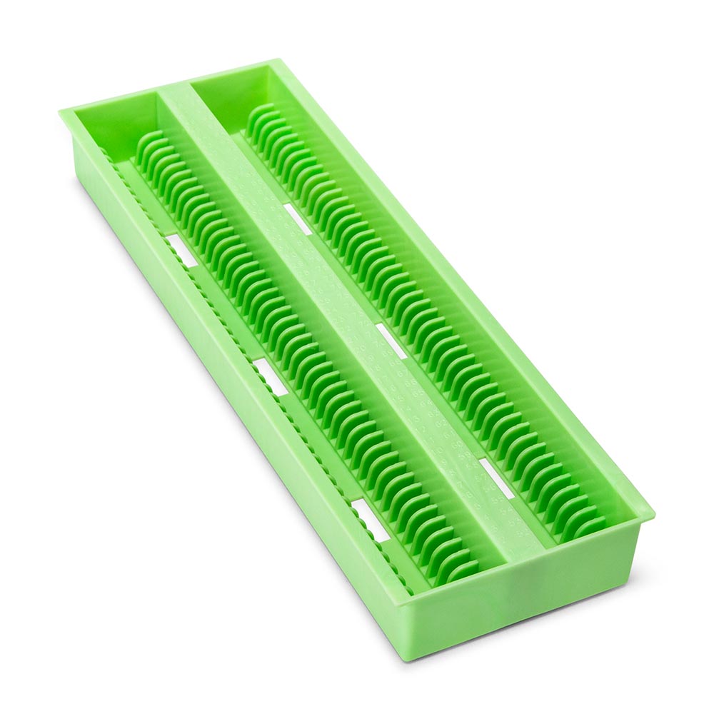 Globe Scientific 100-Place ABS Draining Tray for Slide Storage Box, Green
