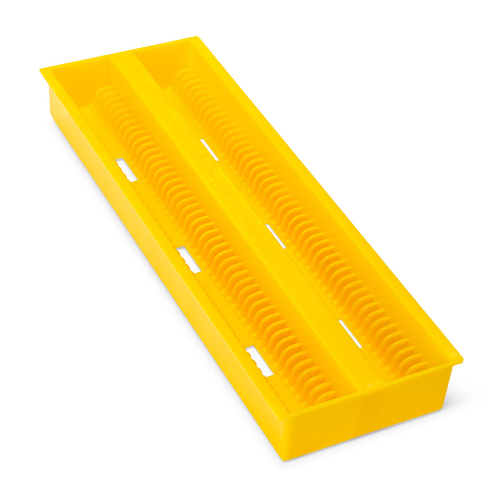 Globe Scientific 100-Place ABS Draining Tray for Slide Storage Box, Yellow