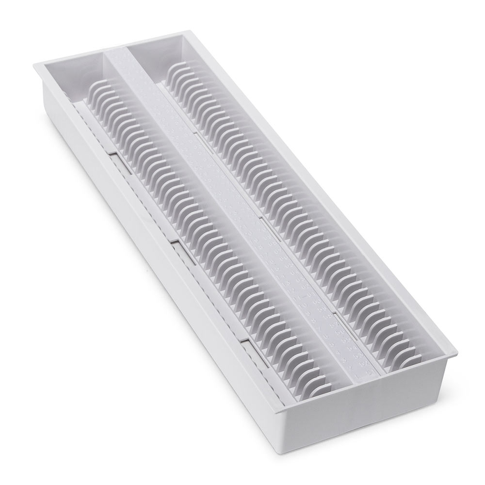 Globe Scientific 100-Place ABS Draining Tray for Slide Storage Box, White