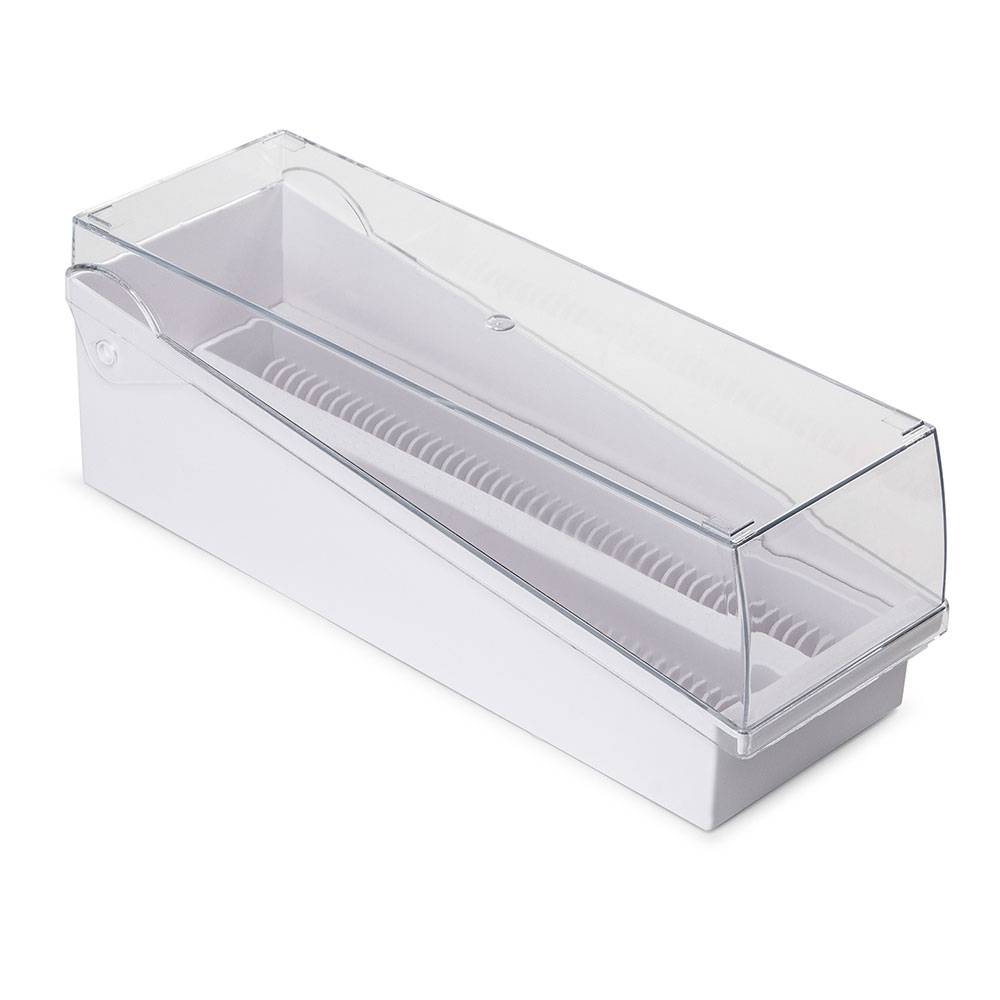 Globe Scientific 100-Place ABS Storage Box w/ Hinged Lid & Removable Draining Tray for 200 Slides, White