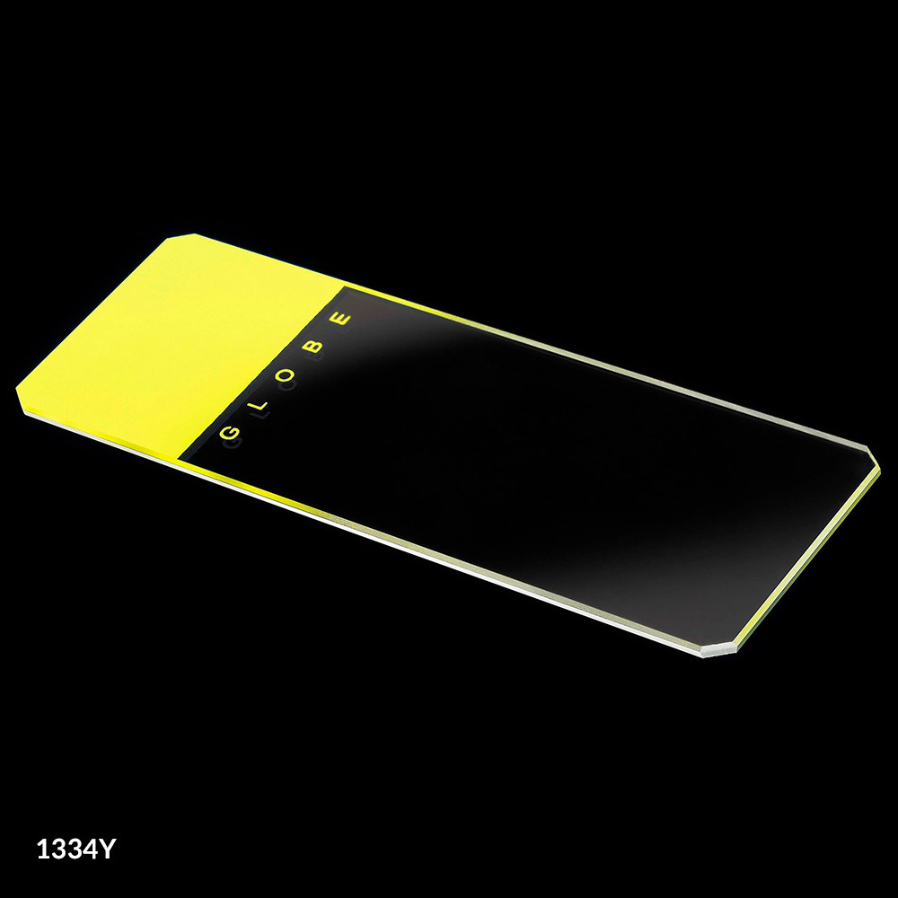 Globe Scientific 25 mm x 75 mm 45° Beveled Edge Glass Microscope Slides w/ Clipped Corners, Yellow, 1440/Case