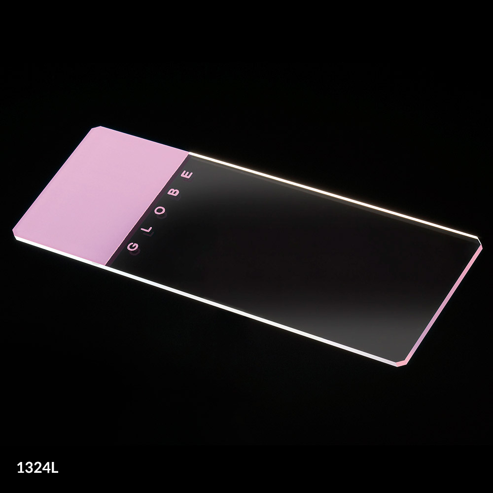 Globe Scientific 25 mm x 75 mm 90° Ground Edge Glass Microscope Slides w/ Safety Corners, Lilac, 1440/Case