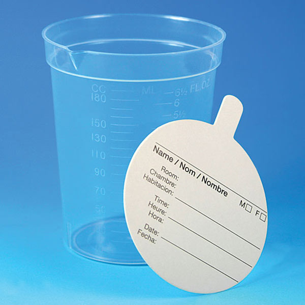 Globe Scientific 6.5 oz PP Specimen Collection Cup w/ Paper Lids, 500/Case