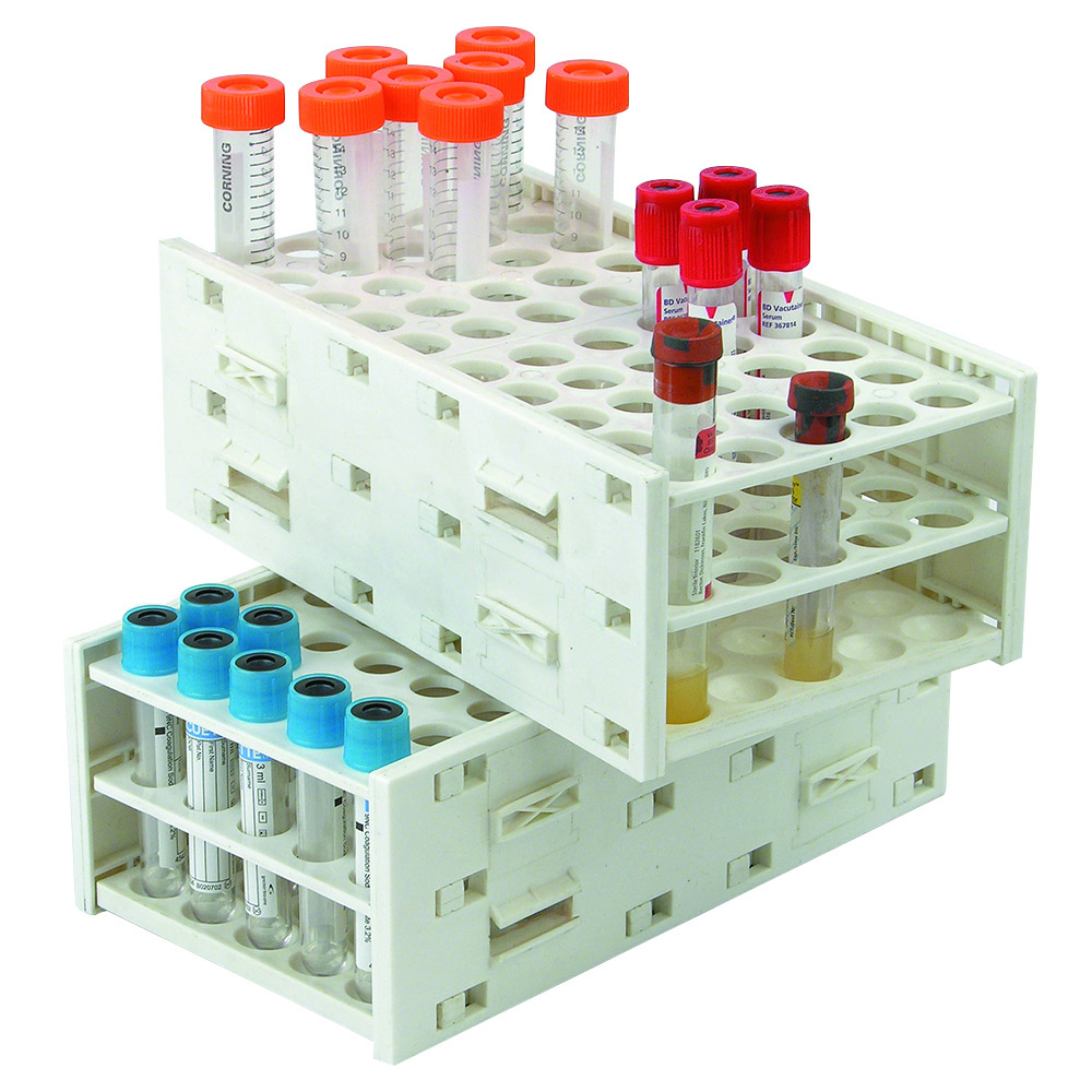 Unico T-Racks 25 Holes of 10-13mm and 25 Holes of 13-16mm in 50 Place Tube Rack, 2/Pack
