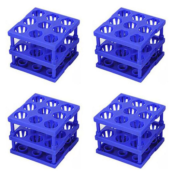 Unico Tube-Cube 9 Place Holds Up to 18 - 13mm Tube Rack, 4/Pack