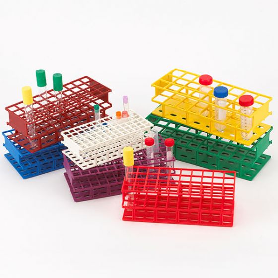 Globe Scientific 16mm x 72 Places Nylon Full Size Wireless Tube Rack, Blue