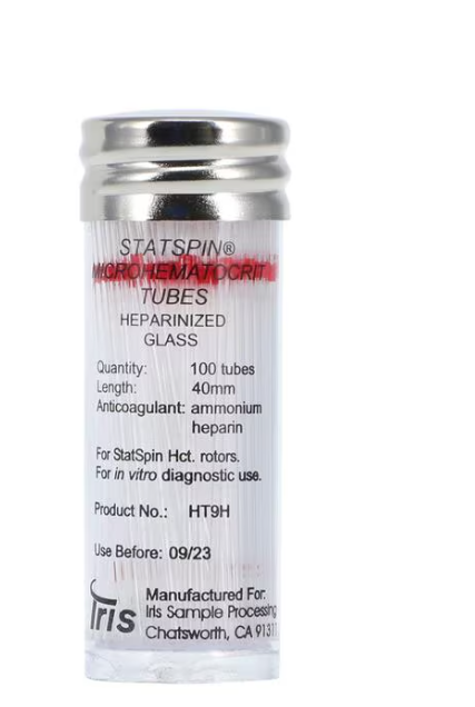 HemoCue America 40 mm Ammonium Heparin Glass Capillary Tube, 10 Vials/Box