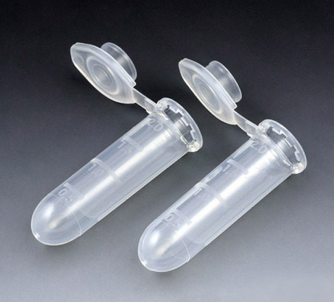 Globe Scientific 2 ml PP Microcentrifuge Tubes w/ Attached Snap Cap, Clear, 1000/Bag