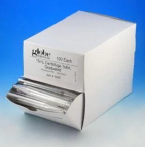 Globe Scientific 15 ml PP Conical Bottom Centrifuge Tube w/ Dispenser Box, 1000/Case