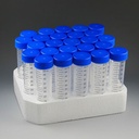 Globe Scientific 50 ml PP Sterile Racked Centrifuge Tube w/ Separate Blue Screw Cap, 500/Case