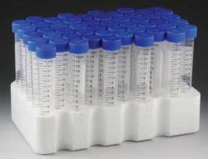 Globe Scientific 15 ml PP Sterile Racked Centrifuge Tube w/ Separate Blue Screw Cap, 500/Case
