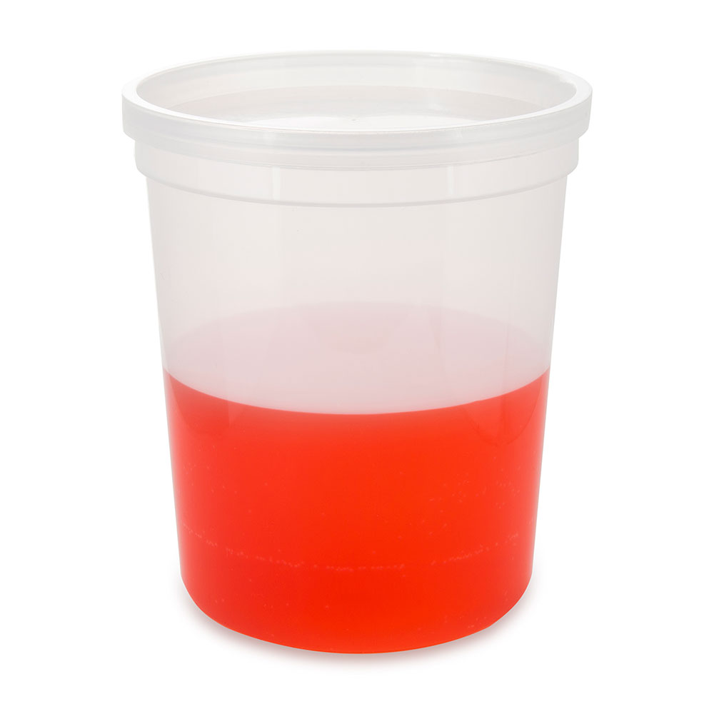 Globe Scientific 32 oz HDPE Multi-Purpose Containers w/ Separate Snap Lid, Natural, 100/Case