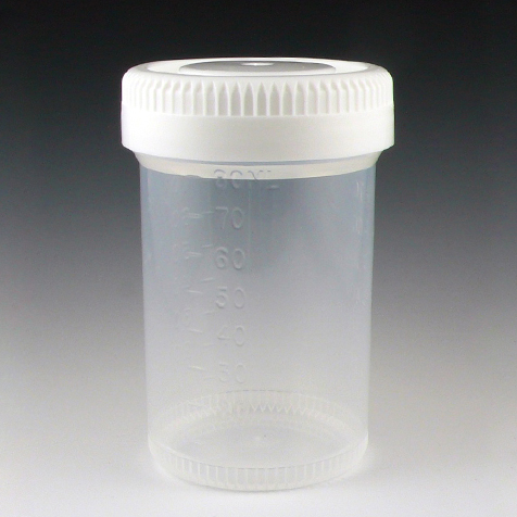 Globe Scientific Tite-Rite 90 ml PP Leak Resistant Containers w/ Separate White Screw Cap, 400/Case