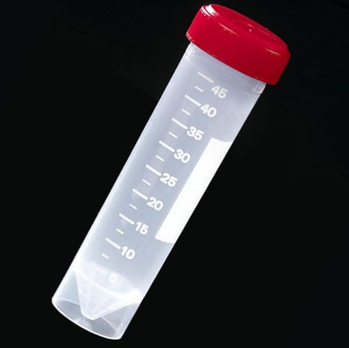 Globe Scientific 50ml PP Non-Sterile Transport Tube w/Red Screw Cap, 500/Case