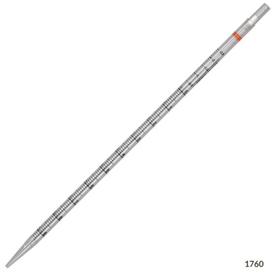 Globe Scientific 10 ml Polystyrene Sterile Serological Pipettes, Orange Striped, 200/Case