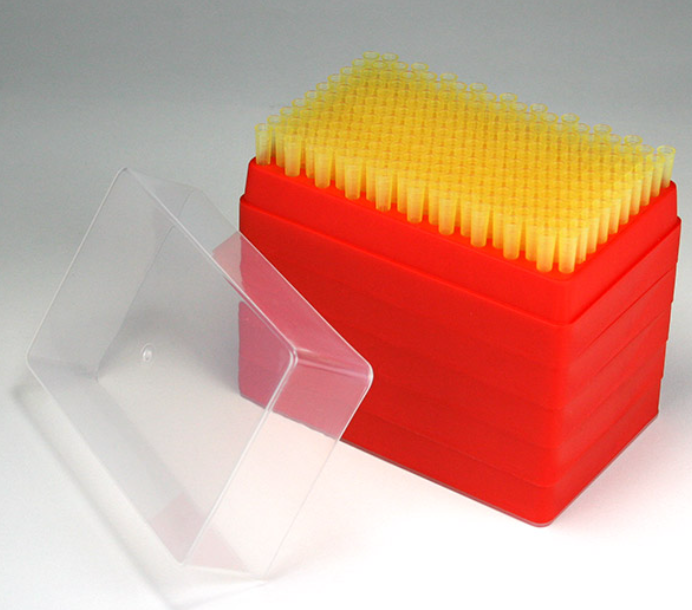 Globe Scientific 1-200µl PP Universal Racked Routine Pipette Tips, Yellow, 1000/Rack