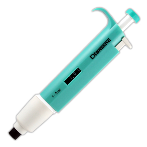 Globe Scientific Diamond 1000-5000µl TPE Adjustable Volume Pipettor, Light Green