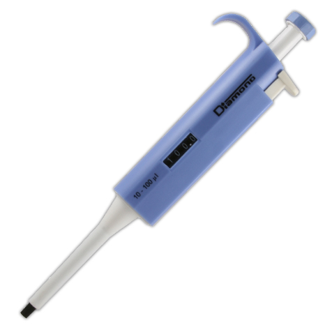 Globe Scientific Diamond 10-100µl TPE Adjustable Volume Pipettor, Blue