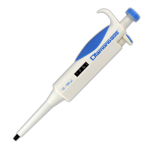 Globe Scientific Diamond Pro 10-100µl TPE Adjustable Volume Pipettor, Blue