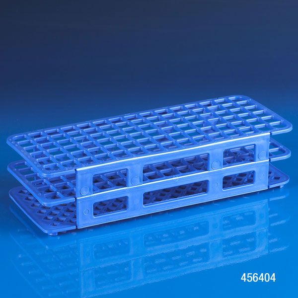 Globe Scientific 90-Place PP Plastic Snap-N-Rack for 12 & 13 mm Test Tube, Blue