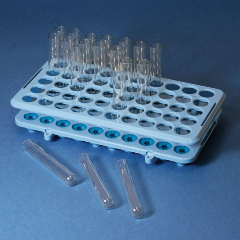 Globe Scientific 50-Place POM Grip Rack for Up to 17 mm Tubes, Blue