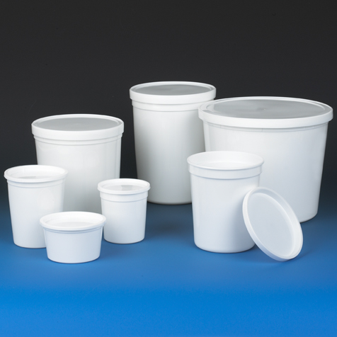 Globe Scientific 86 oz HDPE Multi-Purpose Containers w/ Snap Lid, White, 25/Case