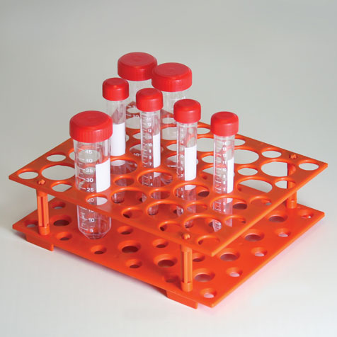 Globe Scientific ABS Racks for 15 ml & 50 ml Centrifuge Tubes, Orange, 5/Pack