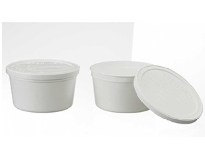 Medegen Lab Container, 8 oz, White, Lid