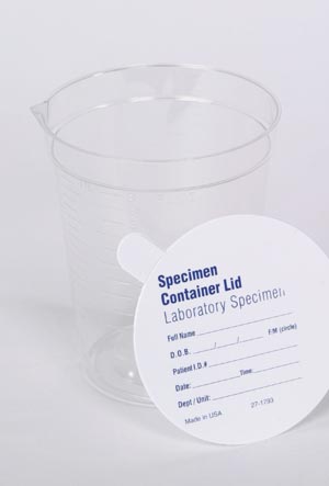 Medegen Gent-L-Kare® Non-Sterile Specimen Container, Pour Spout & Paper Lid, PS, Latex Free