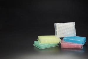 Simport Bioblock™ 384 Square Deep Well Plate, Round Bottom, 200ul Capacity, Green