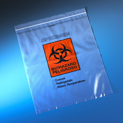 Globe Scientific 12" x 15" Ziplock Specimen Transport Bags w/ Score Line, 500/Case