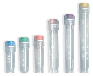 Simport Cryovial® Vial, 12.5 x 91mm, Silicone Washer Seal, 5mL Volume, Self-Standing