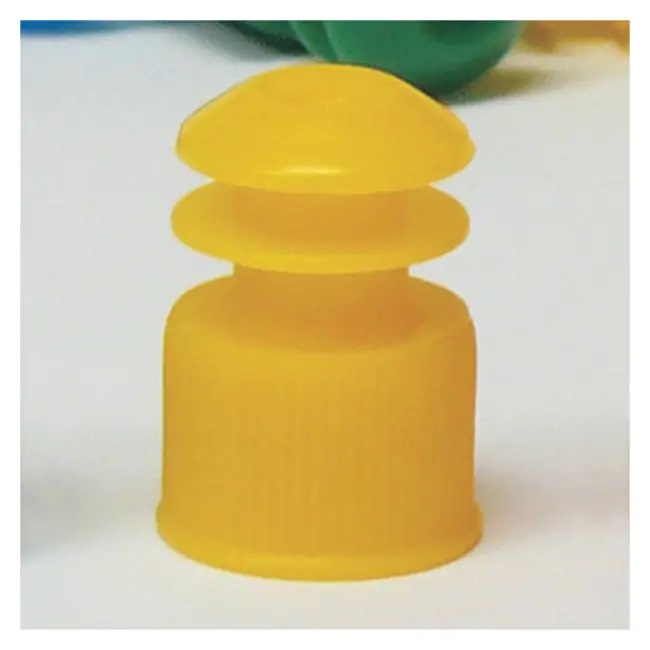 Globe Scientific LDPE Flange Plug Caps for 12 mm Test Tubes, Yellow, 1000/Bag