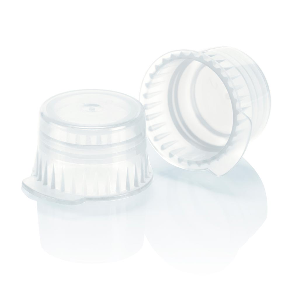Globe Scientifc 12mm x 13mm Polyethylene Snap Caps with 2-Thumb Tab, Clear