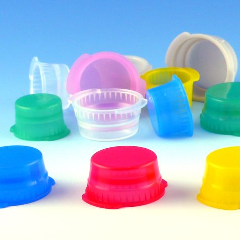 Globe Scientifc 16mm Polyethylene Snap Caps with 2-Thumb Tab, Blue