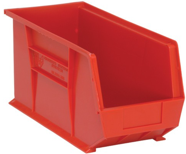 Quantum Ultra Stack & Hang Bins, Red, 18" x 8-1/4" x 9", 6/ctn
