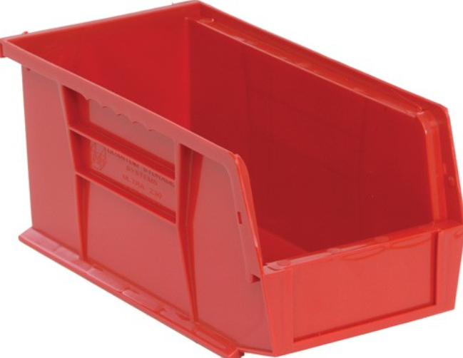 Quantum Ultra Stack & Hang Bins, Red, 10-7/8" x 5-1/2" x 5", 12/ctn