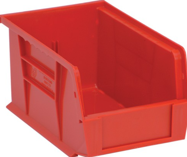 Quantum Ultra Stack & Hang Bins, Red, 9-1/4" x 6" x 5", 12/ctn