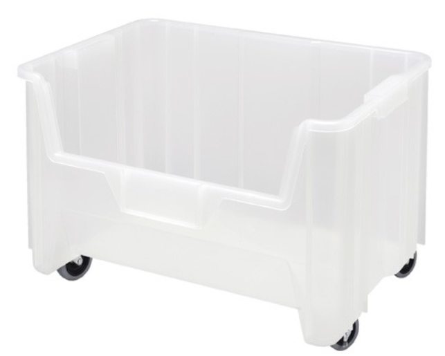 Quantum Medical HD Giant Stack Container, 15.25" x 19 7/8" x 12 7/16", Mobile, Clear, 3/ctn
