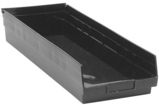 Quantum Medical Economy 23 5/8" x 8 3/8" x 4" Shelf Bin, Black, 6/ctn