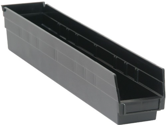 Quantum Medical Economy 23 5/8" x 4 1/8" x 4" Shelf Bin, Black, 16/ctn