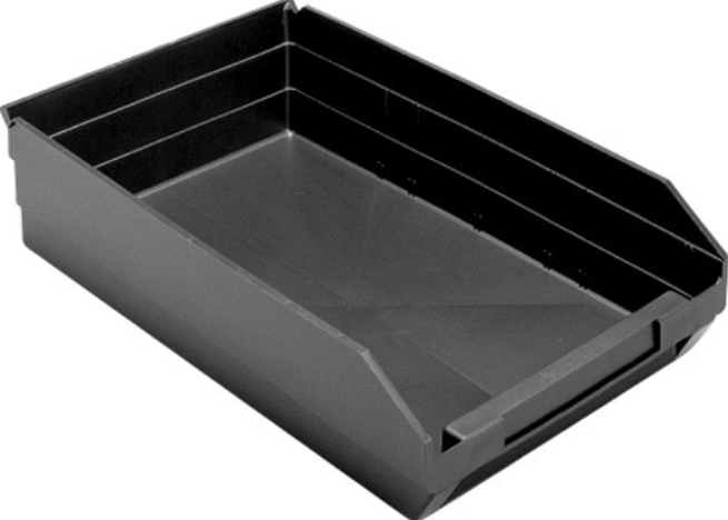 Quantum Medical Economy 17 7/8" x 11 1/8" x 4" Shelf Bin, Black, 8/ctn