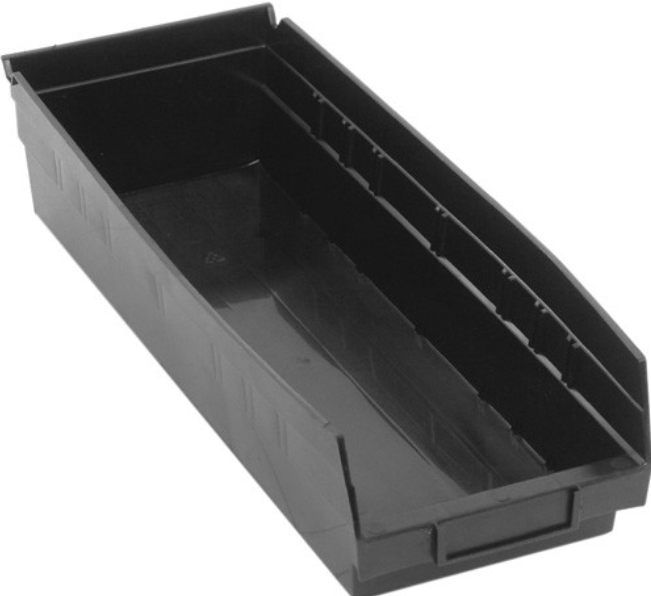 Quantum Medical Economy 17-7/8" x 6-5/8" x 4" Shelf Bin, Black, 20/ctn