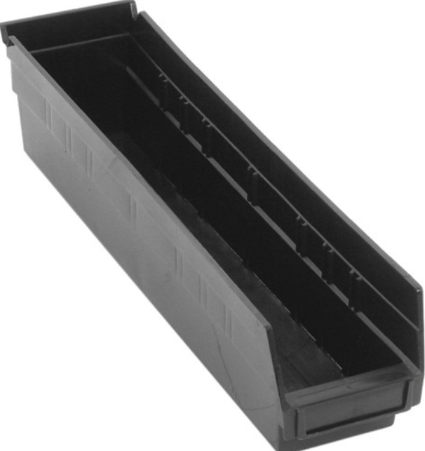 Quantum Medical Economy 17 7/8" x 4 1/8" x 4" Shelf Bin, Black, 20/ctn