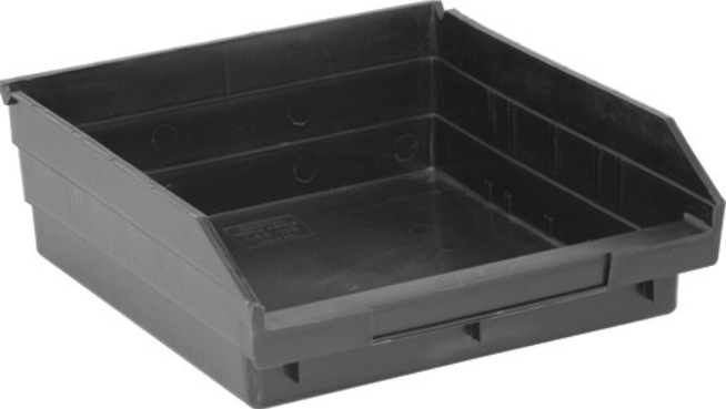 Quantum Medical Economy 11 5/8" x 11 1/8" x 4" Shelf Bin, Black, 8/ctn