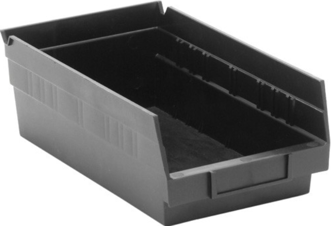 Quantum Medical Economy 11 5/8" x 6 5/8" x 4" Shelf Bin, Black, 30/ctn