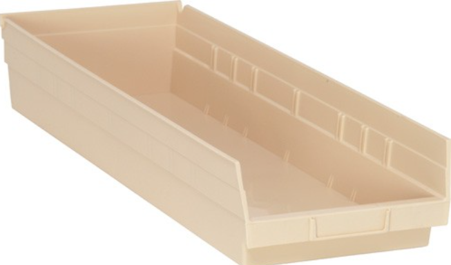 Quantum Medical Economy 23 5/8" x 8 3/8" x 4" Shelf Bin, Ivory, 6/ctn