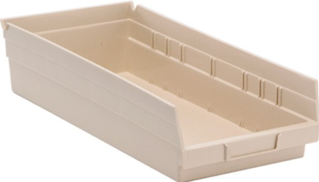 Quantum Medical Economy 17-7/8" x 8-3/8" x 4" Shelf Bin, Ivory, 10/ctn