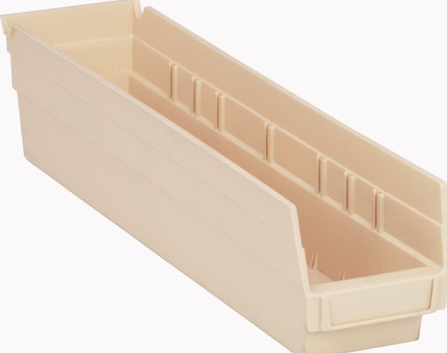 Quantum Medical Economy 17 7/8" x 4 1/8" x 4" Shelf Bin, Ivory, 20/ctn